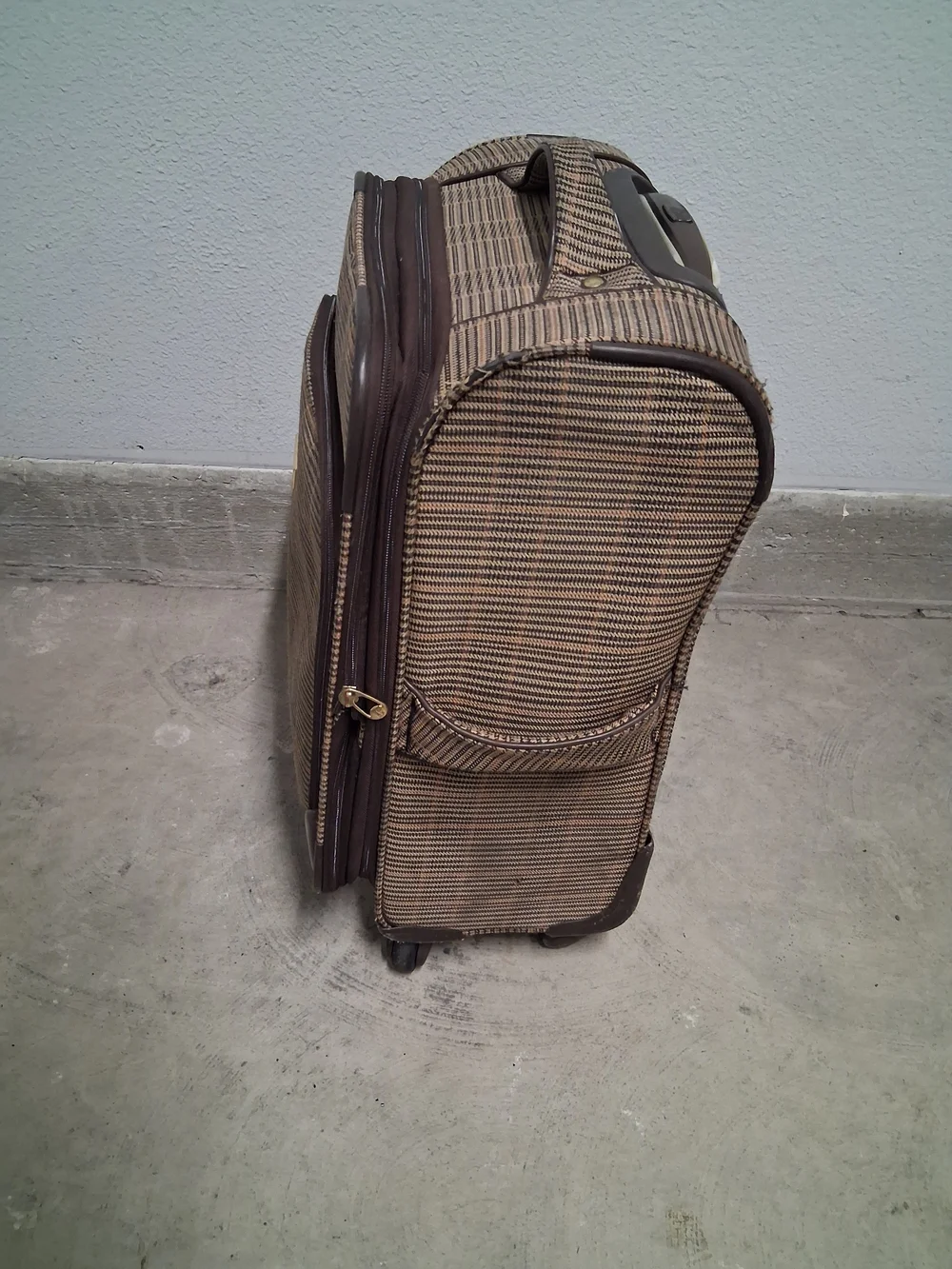 London Fog Brown Textured Upright Carry-On with Front Pocket